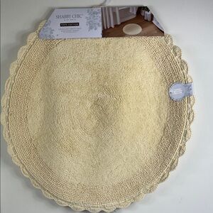 Shabby Chic Rachel Ashwell 26" Round Yellow Cotton Bath Rug Mat Crochet Trim NEW